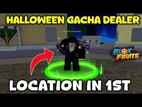 影片縮圖：Where is Halloween Gacha Dealer Location In First Sea In Blox Fruits Roblox | Halloween Update